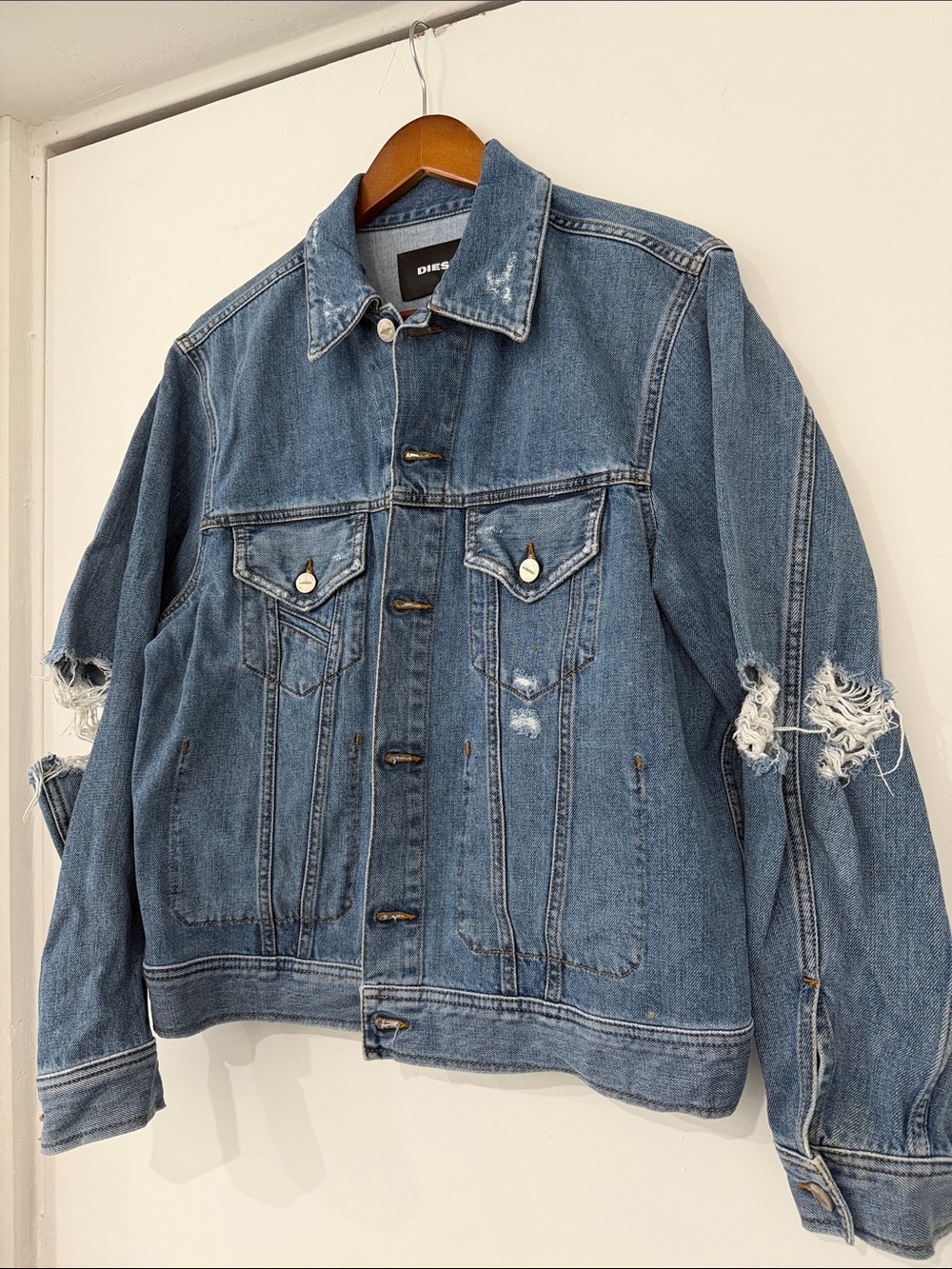 Diesel Blue Distressed Denim Jacket
